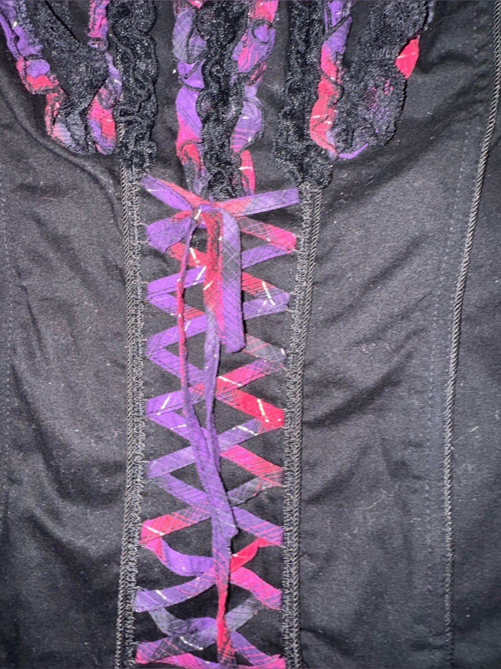 Tripp NYC Y2K Purple Plaid Lace Corset L IO8000 - Picture 3 of 11